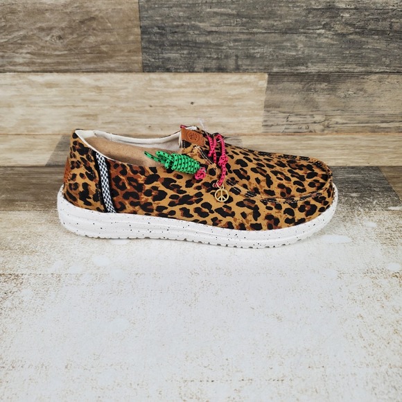 Hey Dude Shoes - Hey Dude Wendy Getaway Lace Womens Loafer Shoes Sz 7 Leopard Slip On Comfort